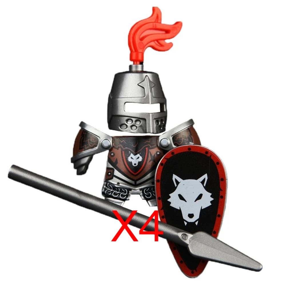 Mittelalterliche Burgsoldaten Actionfiguren Baustein Drache Anime Ritter Zubehör Kriegspferd Miliz Helm Schild Spielzeug Geschenk B15