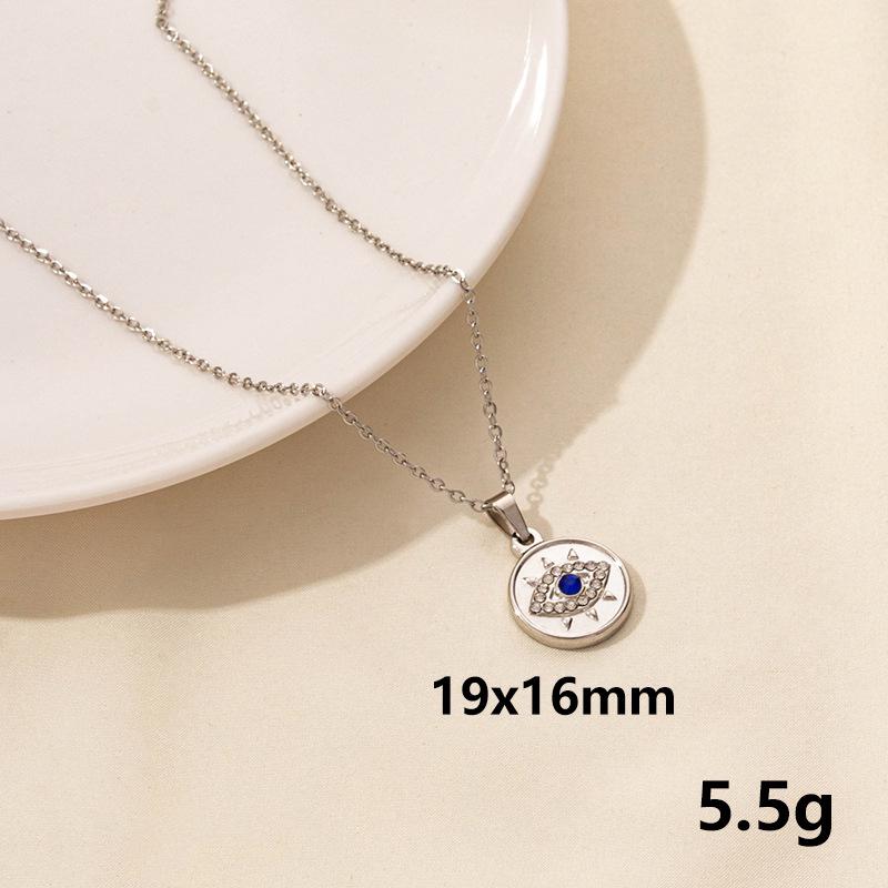 Stainless Steel Evil Eye Pendant Necklace: European & American Fashion Trend, Hip Hop Streetwear Style