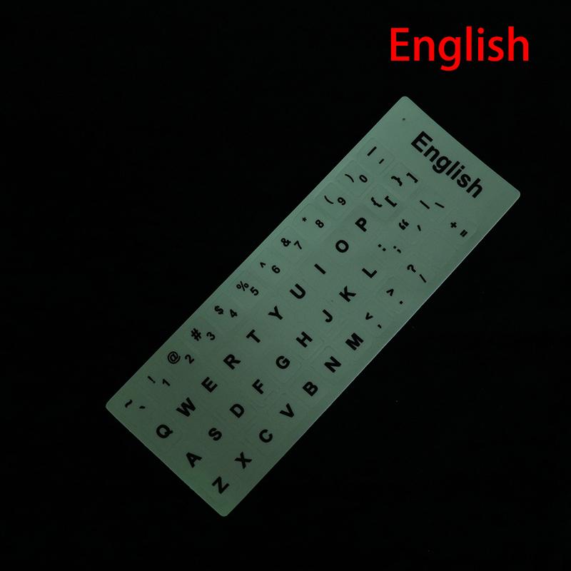 Luminous Keyboard Film Spanish,Russian,Arabic,French,English Etc Language Fluorescent Keyboard Letter Protective Stickers