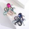 Luxury Rhinestone Octopus Brooches for Women Unisex Sea Animal Pins Event Party Gifts Backpack Decoration Clothes Accessories