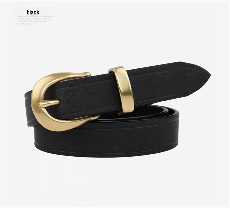 2024 Women's Korean Style Genuine Leather Belt - Trendy, Versatile, Retro Cowhide Denim Waistband