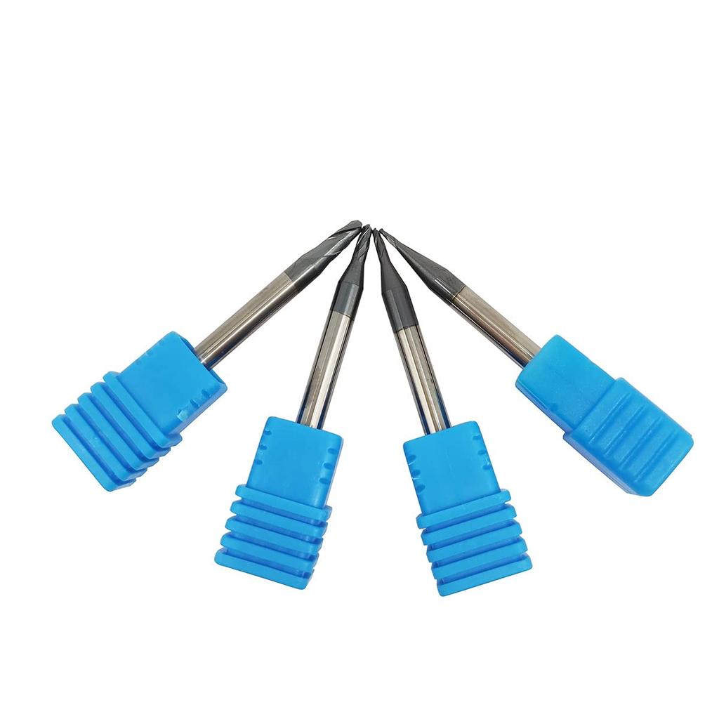 4pcs 0.5mm,0.75mm,1mm,1.5mm Ball Nose Carbide End Mill Set CNC Cutter Router Bits 2 Flute Spiral Milling Tool (4, 2F)