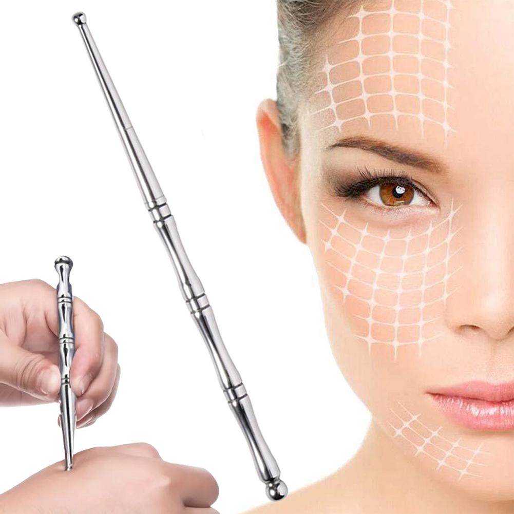 Acupuncture Pen, Stainless Steel Manual Acupoint Pen Facial Reflexology Tool, Trigger Point Massager Tool, Deep Tissue Massage