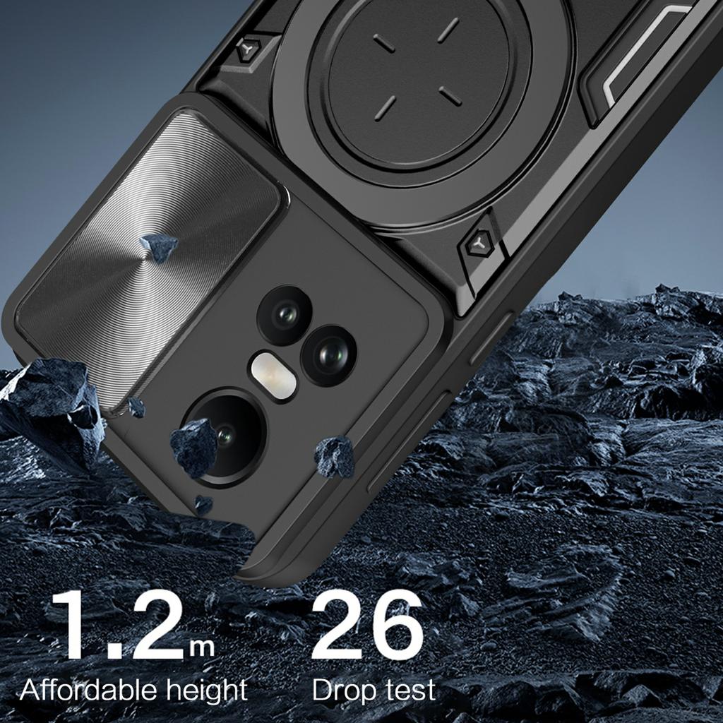 For Oppo Reno10 5G (Global)/Reno10 Pro 5G (Global) Case TPU+PC Phone Cases with Kickstand,Slide Lens Window