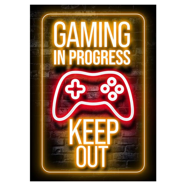 Gamepad Neon Canvas Painting Glowing Text Picture Decoration Poster Gift Living Room Wall Art Prints Modern Home Decor Aesthetic No Frame