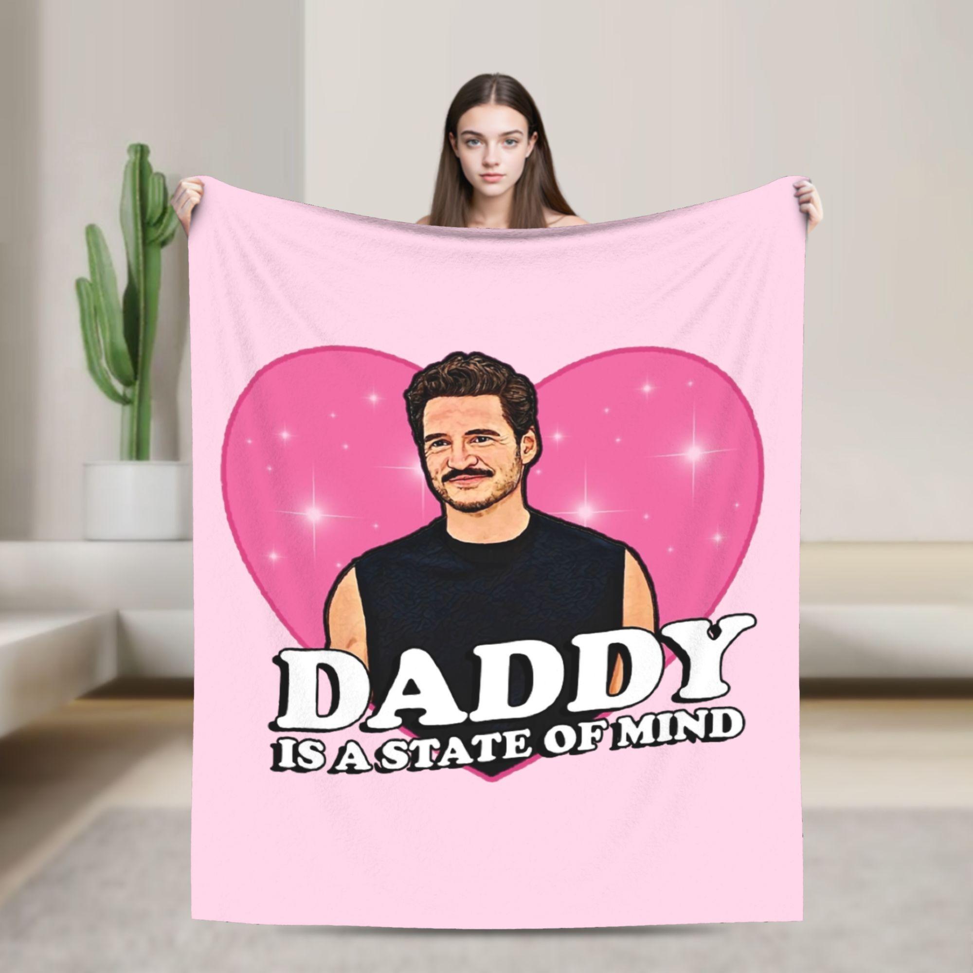 Pedro Pascal Daddy State of Mind Love Heart Blanket Coral Fleece Plush Autumn/Winter Warm Throw Blanket for Bed Car Bedspread 75X95CM