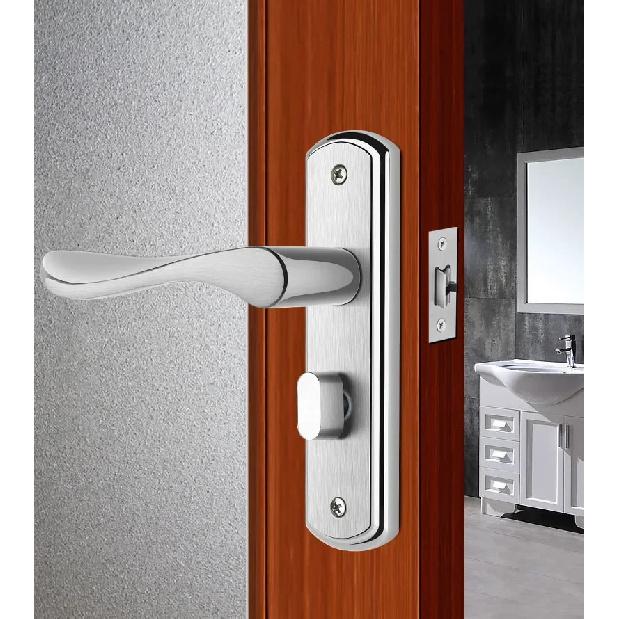No Key Security Wood Bathroom Toilet Door Lock Furniture Portable Door Lock Aluminum Lock Handle For Home Stainless Steel
