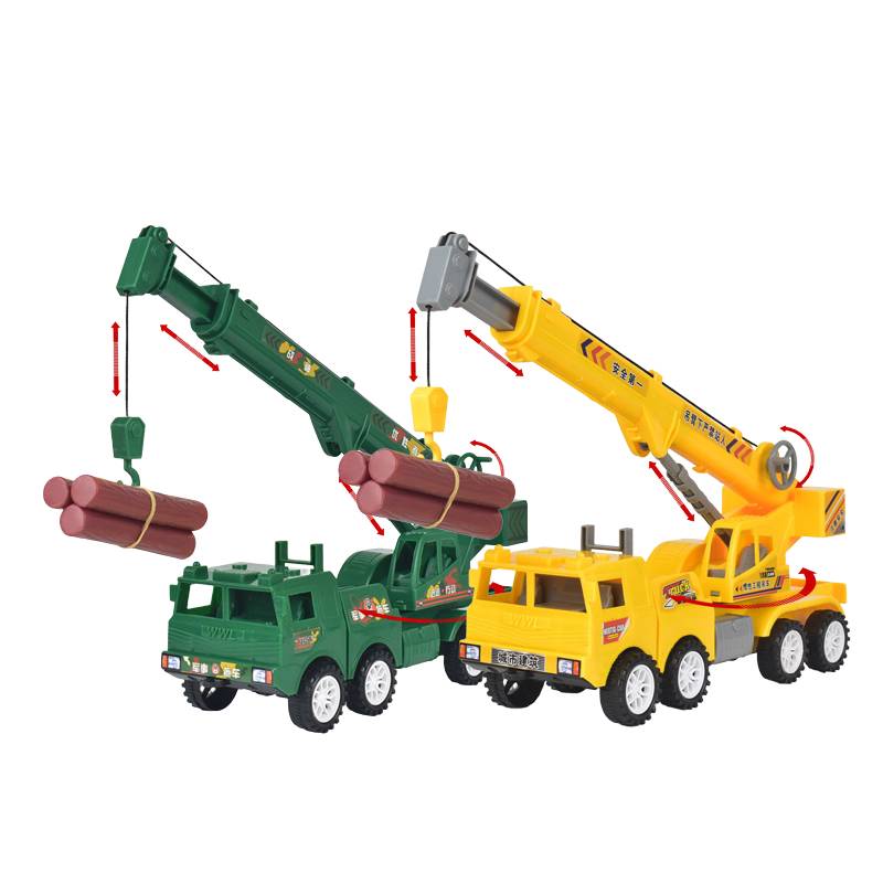 Toy Construction Crane Large Size Inertia Driven Plastic Vehicle Model Kids Gift
