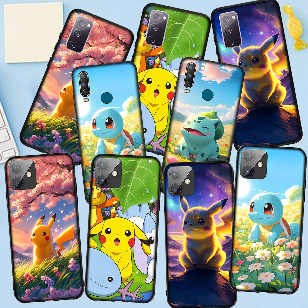 Phone Case for Samsung Galaxy S25 S23 S22 S24 Ultra FE Plus A05 A06 A15 A16 A36 A37 A35 A54 A55 A56 A57 A25 A53 A17 Squirtle Pokemon GO Pikachu Cover