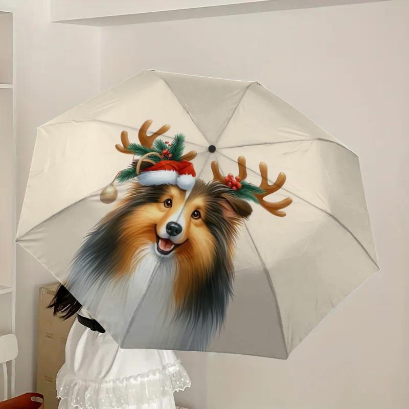 1pc Christmas Dog Decorations Umbrella with Plastic Handle,Suitable for All Seasons Home Travel Outdoor UmbrellaDD229