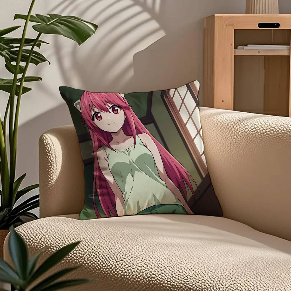 Anime E-Elfen L-Lied Pillow Case Comfort Sofa Bed Silky elegant Invisible zipper Custom Decorative cushion cover