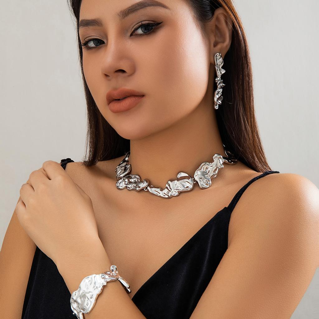 Unique Creative Irregular Big Heavy Metal Chain Necklace for Women Punk Adjustable Choker Link Grunge Jewelry Gift Steampunk Men