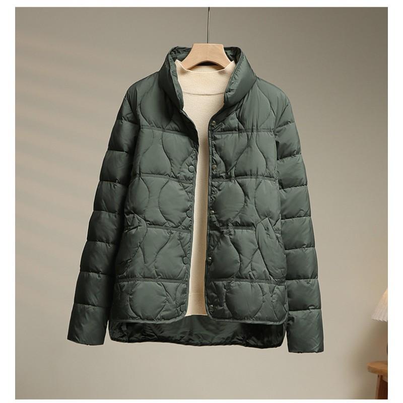 Womens Lightweight Short Down Jacket Stand Collar Slim Fit White Duck Winter Coat