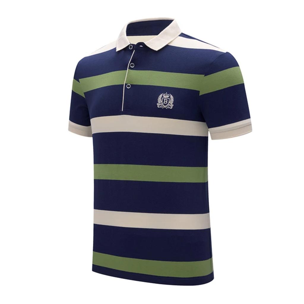 STORN New Summer Men Classic Striped Polo Mens Cotton Short-Sleeved Embroidered Business Casual Hot Polo Shirt