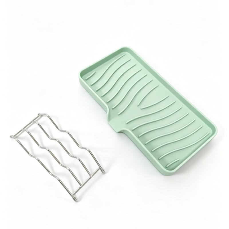 Silicone Draining Soap Holder With Stainless Steel Rack Perfect For Kitchen Sink Bathroom Countertop Daily Use