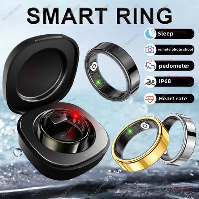 New R09 Smart Ring Men Women with Charging Case,Heart Rate Blood Oxygen Sleep Monitor, Multiple Sport Mode, 5ATM Waterproof Ring