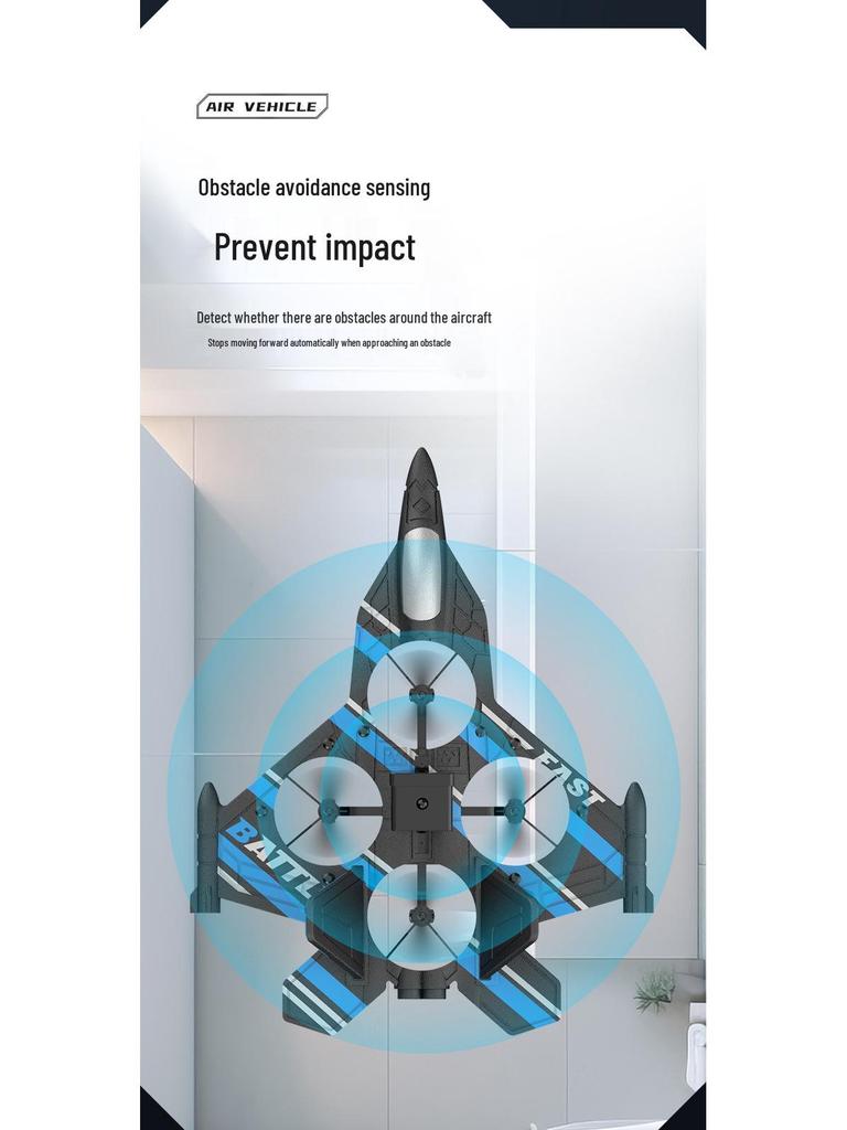 Remote Control Foam Fighter Drone with Lights & Camera - Crash-Resistant, Obstacle Avoidance Airplane Toy for Kids.
