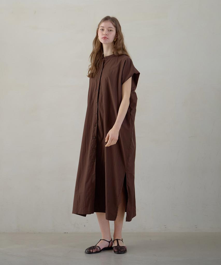 Atempo Nocollar Shirt Long Onepiece_Brown