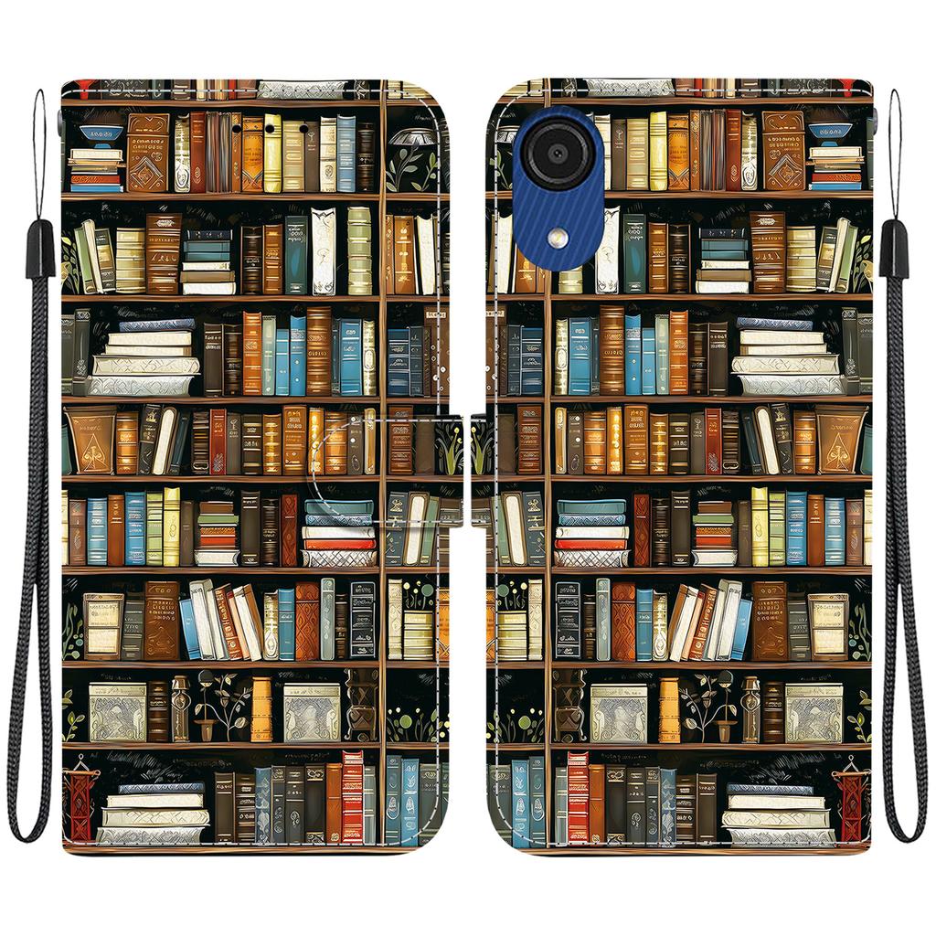 Handmade PU Leather Flip Case for Samsung Galaxy A03 Core (A032F)- Anti-Slip Shockproof Cover with Wrist Strap & Heart/Rose Cat Designs