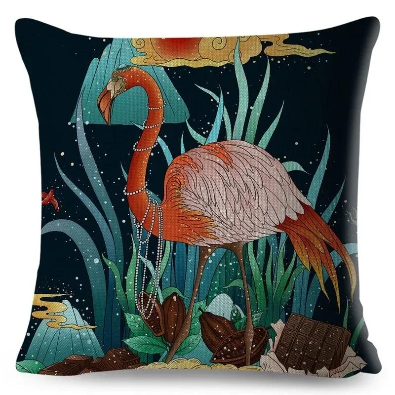 Cartoon Animal Pillowcase Dragon Fox Firebird Printed Linen Cushion Cover Living Room Sofa Car Decorative Pillowcase 45*45Cm