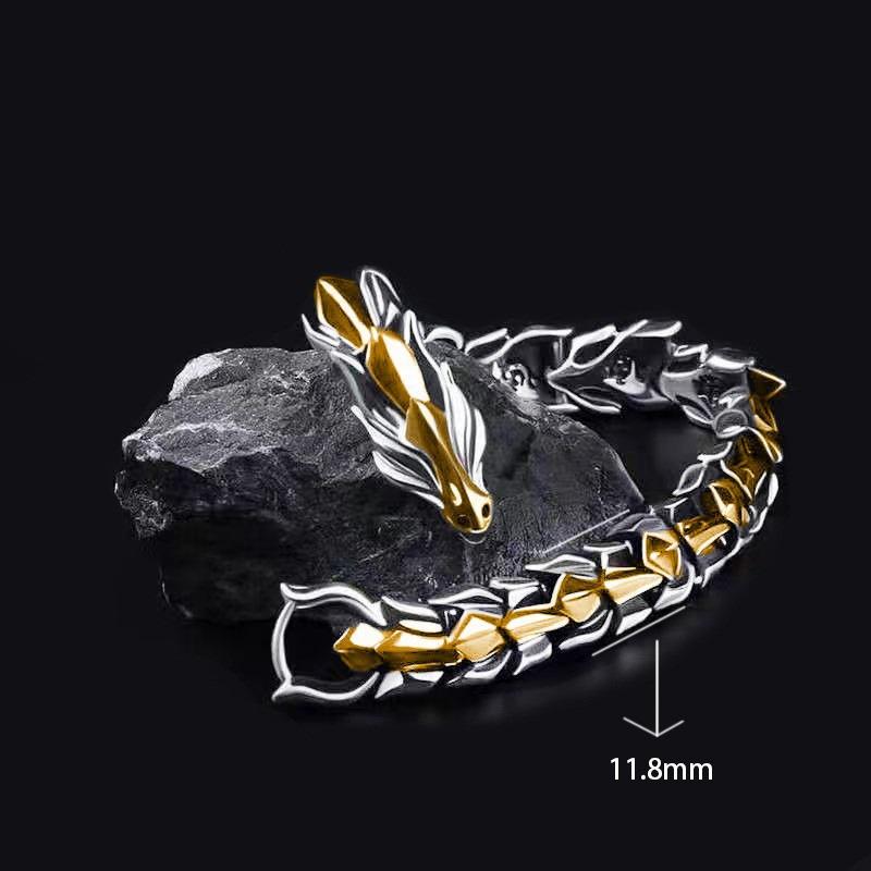 Bracelet Manchette Viking Dominateur Dragon Vintage Punk Hiphop 4 Couleurs Cadeau d'Anniversaire