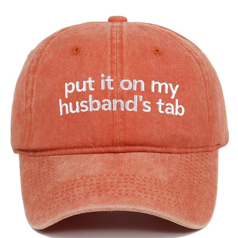 Put It On My Tab Embroidered Cotton Baseball Cap With Sunshade For Outdoor Casual Wear