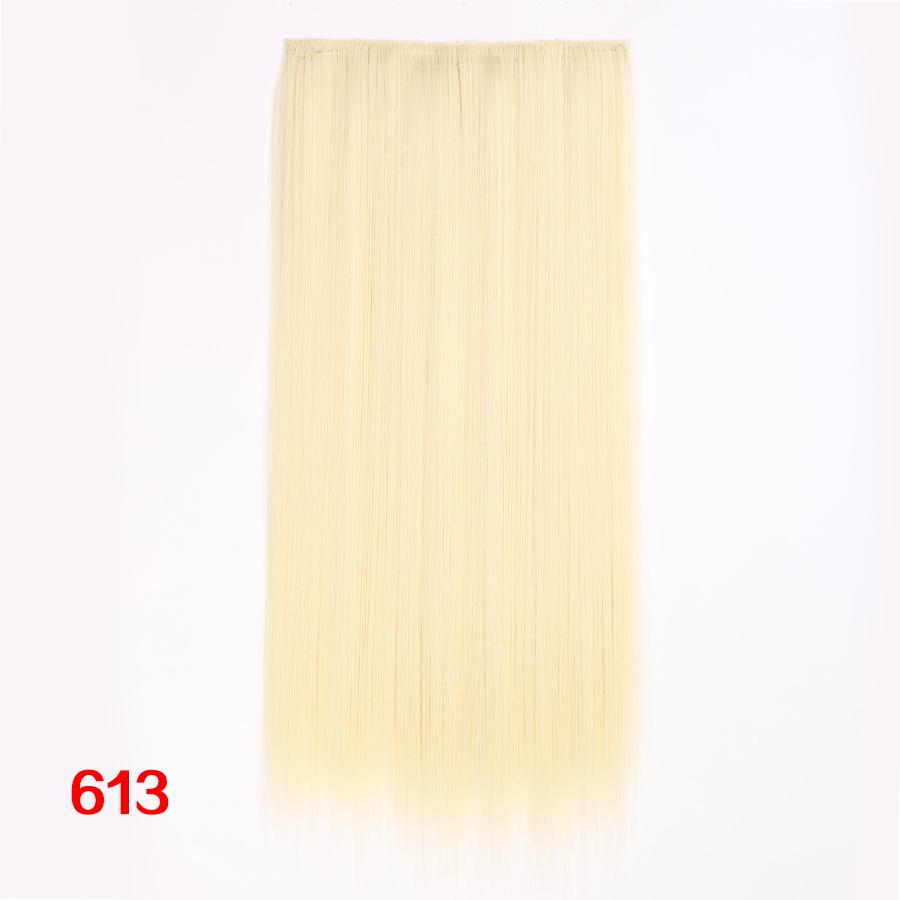 Leeons 5 Clips In Hair Extensions Synthetic Straight Heat-Resisting Fiber Clip On 24 Inch Blonde Brown Fashion Color For Women