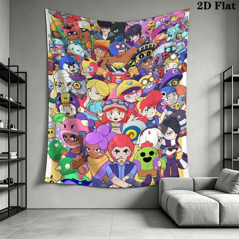 Brawl Stars Wall Tapestry Aesthetic Wall Hanging Printed Fabric Blanket Decorative Tapestries for Bedroom Living Room Home Decor