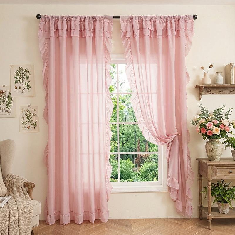 1 Panel Raff-Fenstervorhang, Romantische Raff-Vorhänge für Schlafzimmer, Wohnzimmer oder Esszimmer Bauernhaus Hütte Heimdekoration