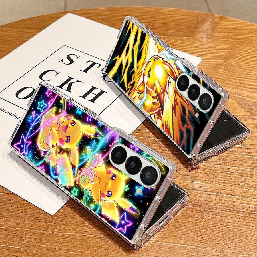Transparent Soft Phone Cover Case for Samsung Galaxy Z Fold 7 6 5 4 3 ZFold4 ZFold5 ZFold3 ZFold6 ZFold7 Cute Pokemon Pikachu