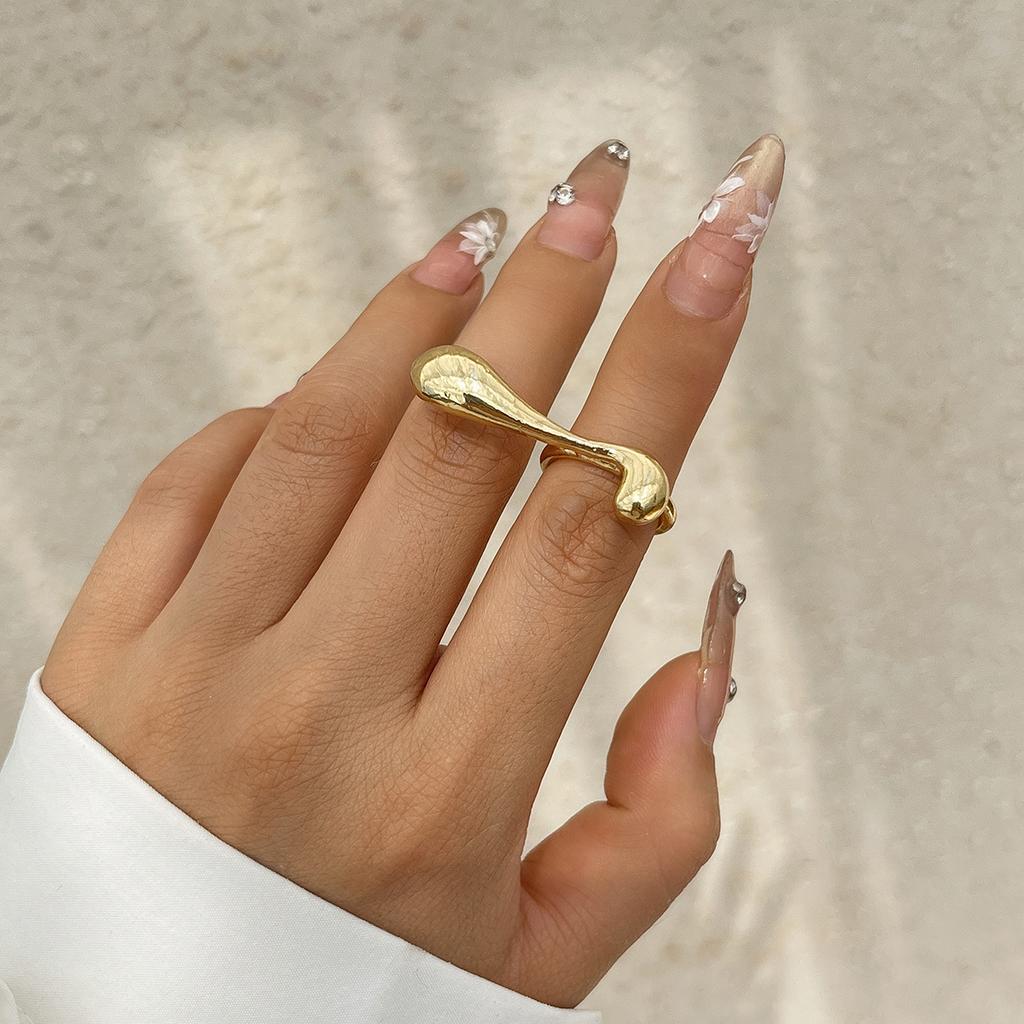 DIEZI French Style Irregular Flower Pearl Rings For Women Men Geometric Gold Silver Color Knuckle Joint Ring Jewelry  New