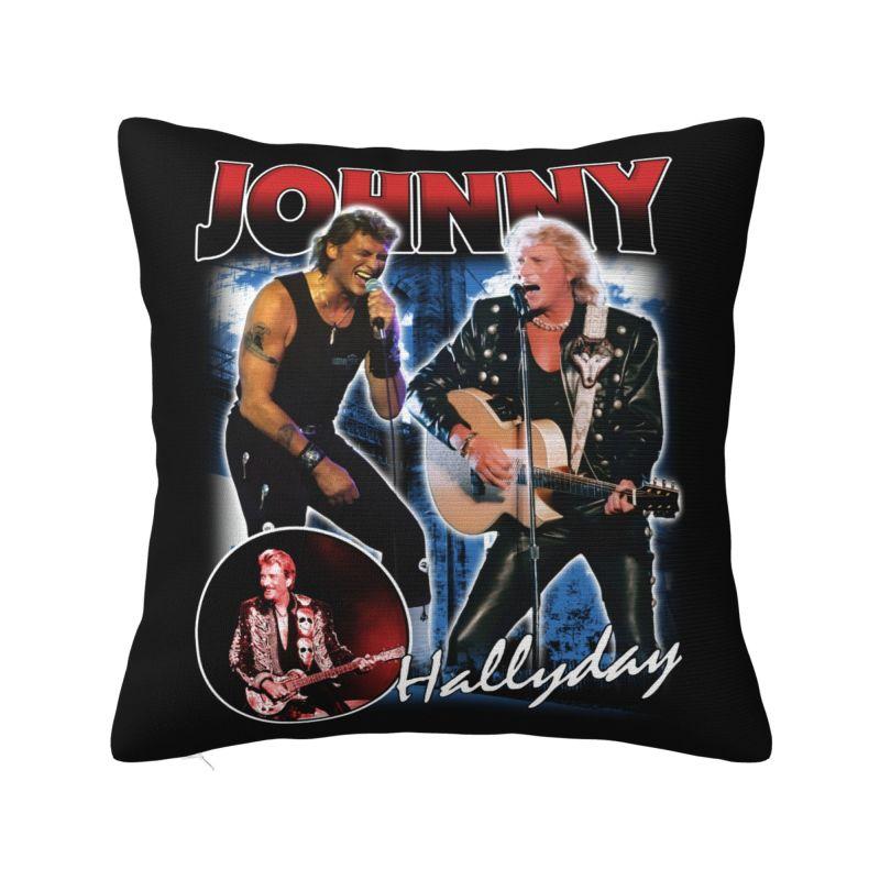 French Rock Music Johnny Hallyday Cushion Cover Polyester Throw Pillow Case Living Room Decoration Bedding Sofa Pillowcase