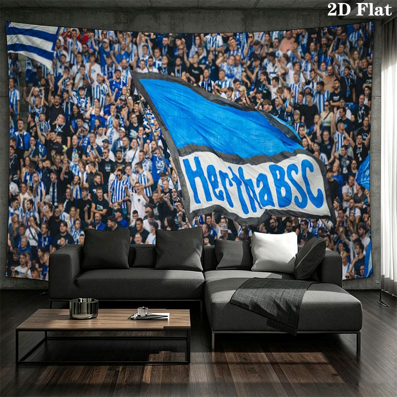 Hertha logo Wall tapestry, aesthetic printed fabric blanket, suitable for bedroom, living room, and home decor.