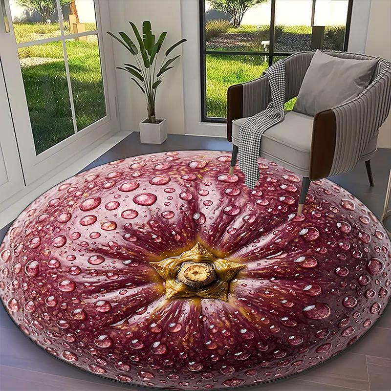 1pc Fruit Apple Juicy Red Raspberry Printed Chair Rug for Home Office Use, Living Room Kitchen Game Room Round Carpet