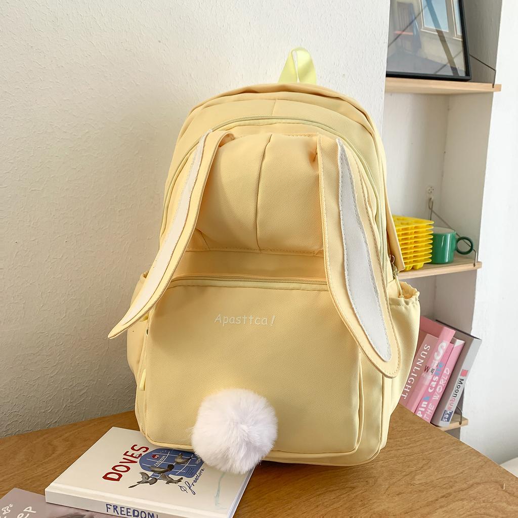 Schoolbag, Korean sweet schoolbag, cute bunny ear backpack for girls, middle schoolers, large capacity, high school and college student backpack trend