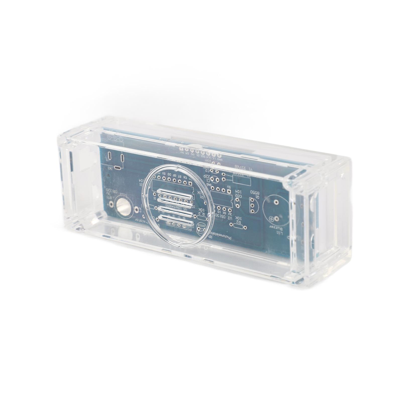 

Compact 4 Digit Digital LED Clock Kit Light Control Temperature Date Time Display with Transparent Case синій