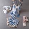 New sexy pajamas women's summer ice silk nightdress suspender shorts loungewear two-piece suit thin Internet celebrity live broadcast