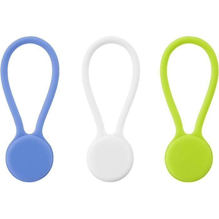 Lot de 3 Attaches de Câble Magnétiques en Silicone Réutilisables pour Bureau et Maison