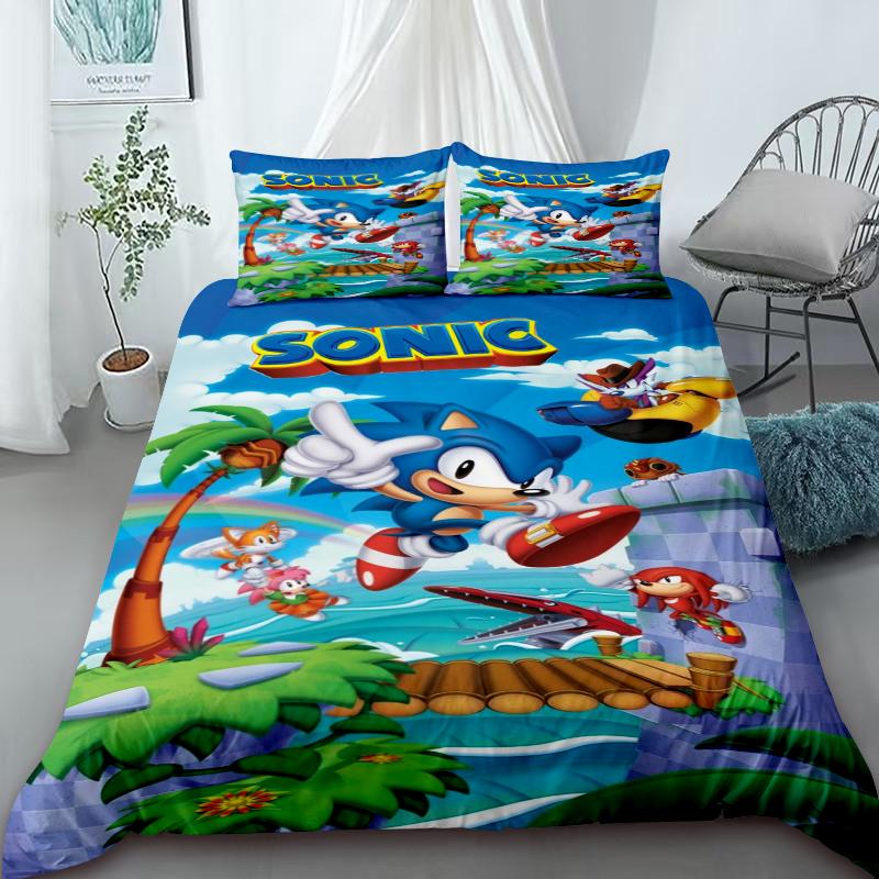 Sonic Duvet Cover for Kids Cool Bedding Set, Duvet Cover for Bedroom Decor Twin, Double, Queen,Soft and Comfortable and King