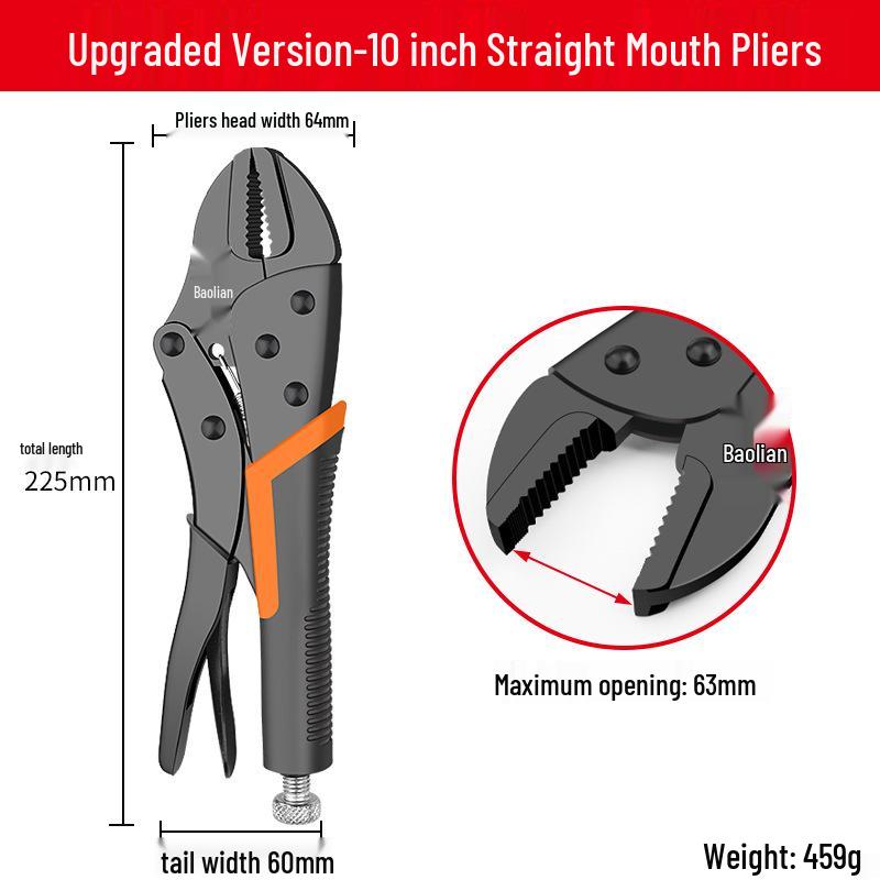 Heavy-Duty Multi-Function Pliers with Round Mouth, C-Type Automatic Clamp, and Flat Head Quick Seal