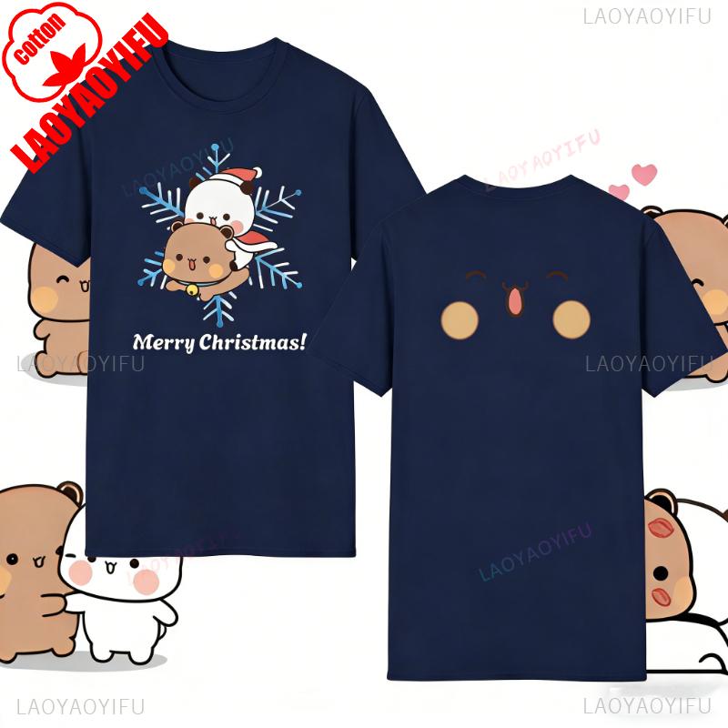 Kawaii Bubu Dudu Unisex High Quality Christmas Funny Lovely Graphic TShirt Holiday Gift for Couples Crewneck Shortsleev Women
