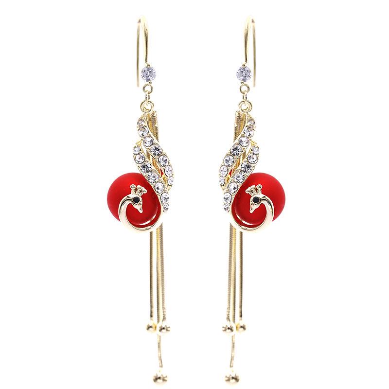 **Chinese Phoenix Pearl Tassel Earrings - Versatile Long Hook Jewelry**