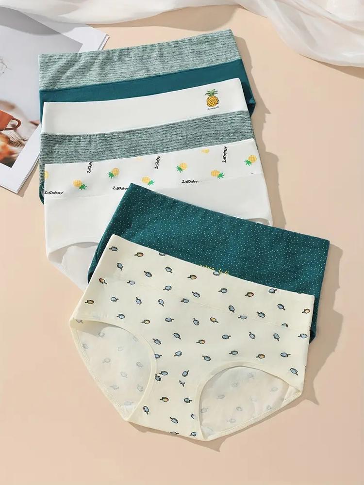 5 sztuk Bawełniane Majtki Damskie z Wysokim Stanem Modelujące Sylwetkę Oddychająca Modna Nadruk Dziewczęce Figi Seksowna Bielizna Damska