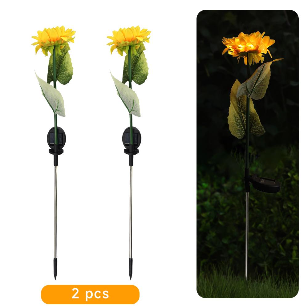 1 head Sunflower Lights Solar Flower Lights Outdoor Garden Lamps Waterproof Decorative Stake Lights for Landscape Yard Patio