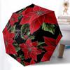 1pc Sturdy 8-Bone Auto Umbrella, Christmas Flower Umbrella, Digital Printed, Foldable Umbrella for On-the-Go Outdoor Use