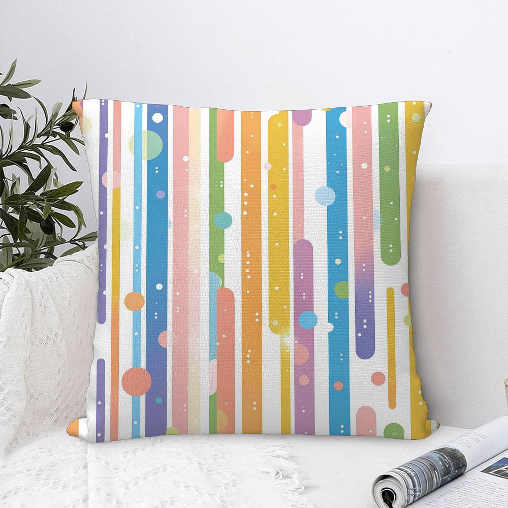 Home Decor Colorful Stripes & Dots Pattern Pillow Covers Pattern Cushion Cover Suitable for Sofa Bedroom Car Pillow Cover