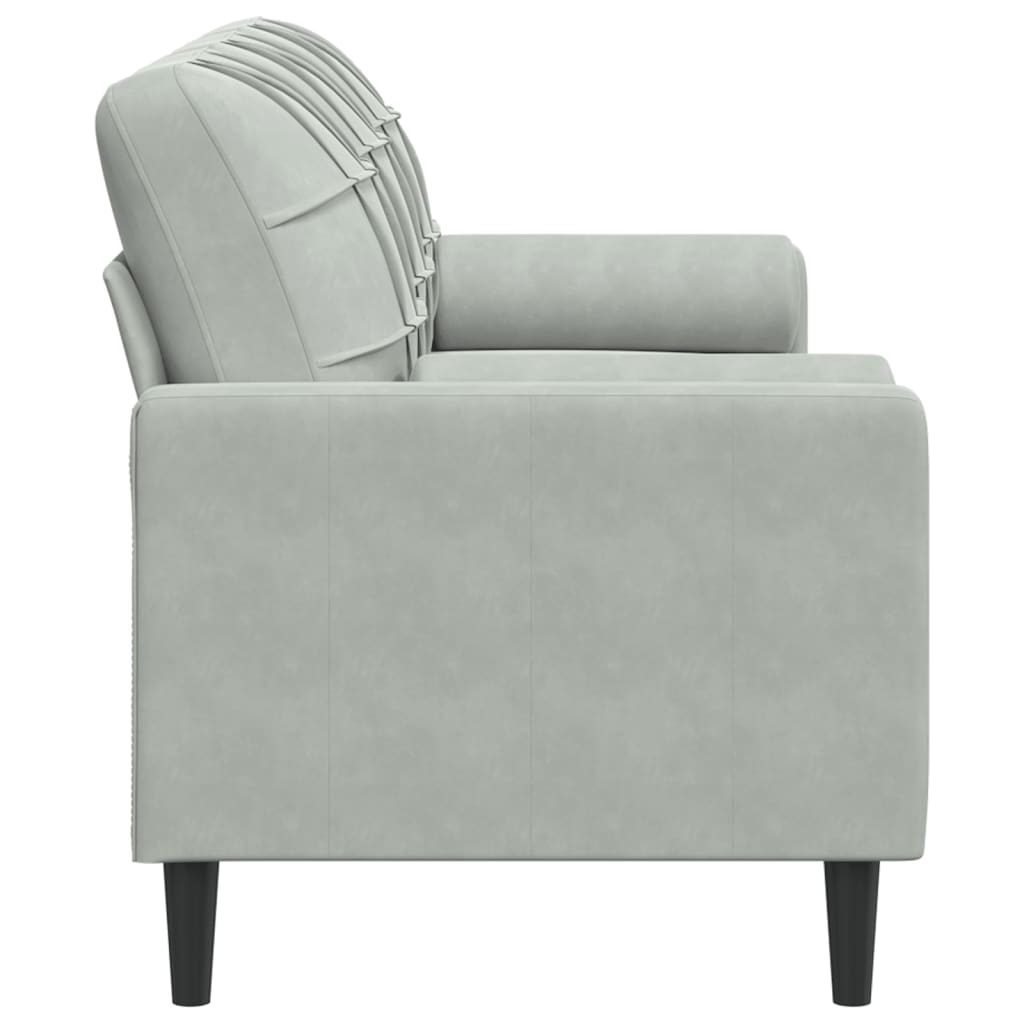 Vidaxl 3-Seater Sofa With Cushions, Light Gray, 180 Cm, Velvet