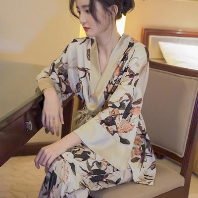 Vară New Luxury Home Pantaloni cu mâneci lungi Set de pijamale japoneze în stil Piese de casă Pijamale pentru femei