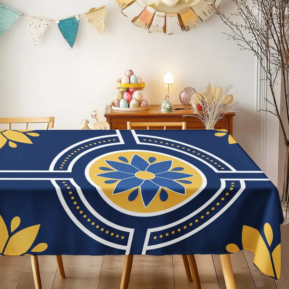 Geometric Floral Rectangle Table Cloth for Table Decor Kitchen Dining Waterproof Reusable Tablecloth for Table Party Picnic