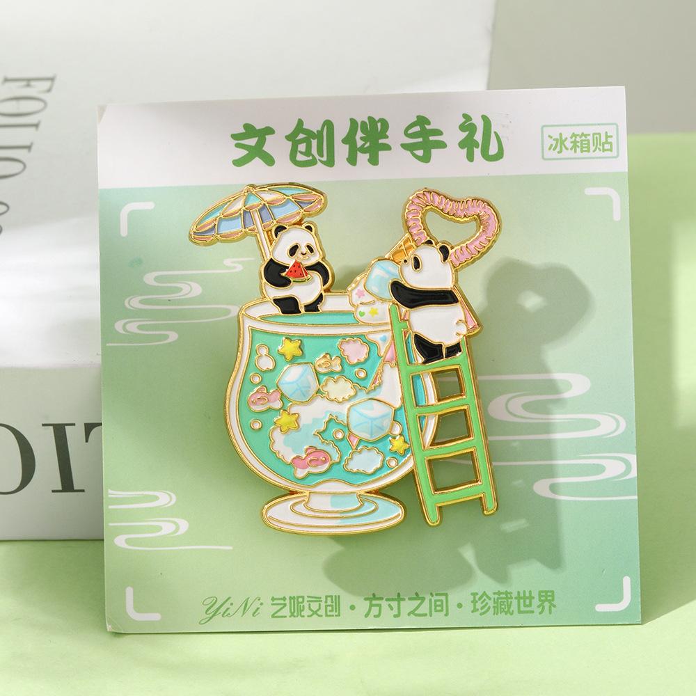 Chengdu merchandise metal refrigerator sticker magnet strong suction cup panda base tourist souvenir zinc alloy magnetic sticker